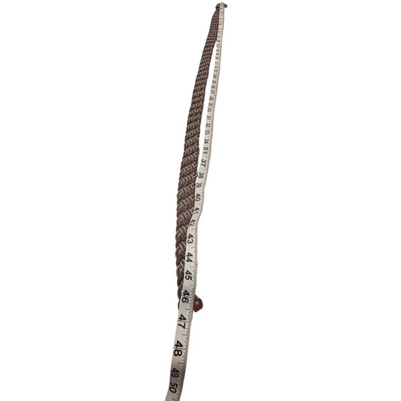 Talbots Woven Leather Belt Brown Green Braided Boho Western XXL 46 Long - Picture 11 of 12